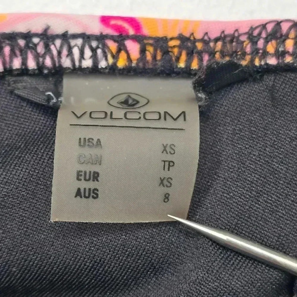 Volcom Black Orange Bikini Top Tie Back Swimsuit Padded Bra Swimwear Size XS - Picture 4 of 4